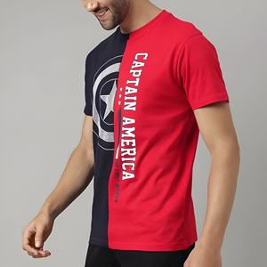 Camiseta Gráfica para Hombre Inspirada en Héroes, Estilo Urbano Color Block, Manga Corta de Algodón, Top Moderno Estilo Cómic - Product Image 2