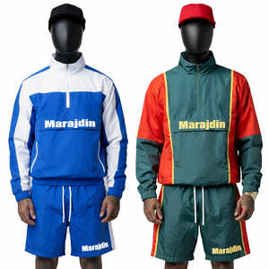 Ensemble short et coupe-vent deux pièces en nylon imperméable uni zippé sur mesure pour homme - Style streetwear - Product Image 1