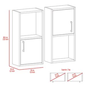 Armadietto da Bagno OBA a 2 Pezzi Montato a Parete con Ripiani Aperti e Chiusi per Stoccaggio - Product Image 4