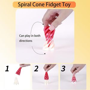Set di 6 Coni Spiralati Stampati in 3D per Fidget Cube, Giocattolo a Piramide Infinita, Giocattolo Antistress a Spirale - Product Image 3