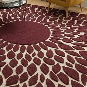 Tapis floral bordeaux, tapis de salon moderne à motifs géométriques tuftés, tapis d'appoint du milieu du siècle, décoration intérieure abstraite contemporaine - Product Image 5