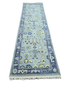 Antiguo algodón Jacquard técnica anudado a mano Oushak Runner personalizado de alta calidad 3,1x12,1 patrón Floral conjunto de alfombra de área de pila baja - Product Image 2