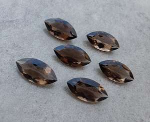 พลอยสโมคกี้ควอตซ์สีน้ำตาลธรรมชาติ รูปทรงมาร์คีส์ เจียระไนแบบเหลี่ยม ขนาดมาตรฐาน สำหรับทำเครื่องประดับ - Product Image 6