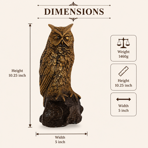 Sculpture murale en métal SHUBHAM en forme de hibou, imitation antique, décoration animale pour jardin et maison - Product Image 6