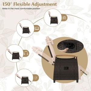 Adjustable <b>Backrest</b> and Footrest Patio Wicker Recliner Chair Garden Chairs - Product Image 6