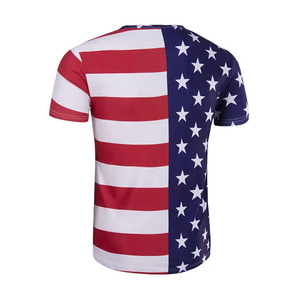 Camiseta de Manga Corta con Estampado de Bandera Americana para Hombre, Cuello Redondo, Corte Regular, Informal, de Poliéster Tejido, Venta al Por Mayor, Marca Ekin Impex - Product Image 3
