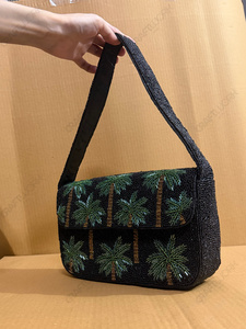 Chaînes de sac à main en perles de palmier faites à la main |   Sac à bandoulière grande capacité en perles tropicales pour femmes, vente en gros |   OEM Privé - Product Image 2