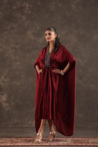 Flayered Kaftan Dress Maroon - Product Image 2