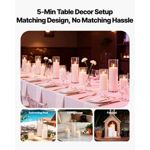 Set di 36 Portacandele Cilindrici Trasparenti, Vasi Alti in Vetro per Centrotavola, Candele a Colonna per Matrimoni ed Eventi - Product Image 5