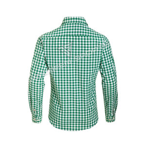 เสื้อเชิ้ตเยอรมันแบบกระดุมเดียว ผ้าฝ้าย 100% สีเขียวและสีขาว ชุดบาวาเรียนแบบดั้งเดิมสำหรับงานเทศกาล งานปาร์ตี้ ชุดผู้ชายสำหรับเทศกาลอ็อกโทเบอร์เฟสต์ ระบายอากาศได้ดี ติดกระดุม - Product Image 2