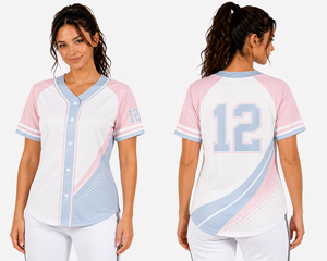 Camiseta de Béisbol con Cuello en V para Mujer, Multicolor, Personalizada con Nombre y Número del Equipo, con Botones, de la Mejor Calidad a Precio de Mayoreo - Product Image 4