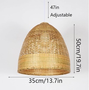 Cone Shape Asian Handmade Woven <b>Light</b> Open Weave Lamp Shade Retro Bamboo Woven Lamp Adjustable Height Creative Lampshade for - Product Image 2