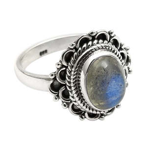Simple Bohemian Style Bezel Set Gemstone <b>Ring</b> Natural Oval Cut Labradorite Gemstone Jewelry <b>Crafted</b> From 925 Sterling Silver - Product Image 1
