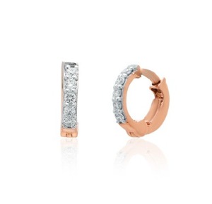 Pendientes de Oro Rosa con Diamantes CZ para Mujer - Joyería Elegante y Ligera de Lujo para Fiestas y Regalos, Tamaño Regular - Product Image 2