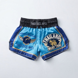 Shorts de kickboxing respirants haute performance de qualité compétition pour les combattants professionnels, shorts thaïlandais de couleur unie pour usage occasionnel - Product Image 4
