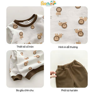 Fabriqué au Vietnam, ensemble décontracté d'hiver de qualité supérieure, nouveau design, pull pour garçons, pantalon chaud et ample, ensemble de vêtements pour tout-petits, deux pièces - Product Image 3