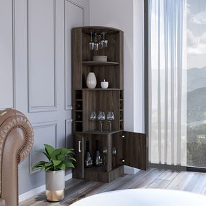 Mobile Bar Angolare in Noce Scuro con Due Ripiani Esterni - Product Image 4