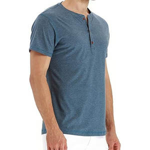 T-shirt décontracté pour homme à manches courtes, col Henley, 95% coton, 5% élasthanne, personnalisable, design de créateur - Product Image 1