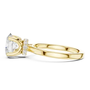 Bague de fiançailles ovale en or massif exquis avec halo de diamants dissimulés, solitaire de laboratoire, bijoux fins unisexes, édition pour occasions spéciales - Product Image 2