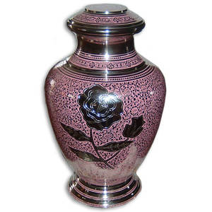 Urnes funéraires en laiton de haute qualité pour adultes, avec gravure, finition en étain et émail rose, pour cendres humaines. - Product Image 3