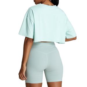 Camiseta Corta Informal para Mujer, Color Menta, Cuello Redondo, Corte Regular, Color Sólido, Tejido Transpirable, Ecológico, Primavera Verano - Product Image 2