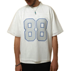 เสื้อยืดตาข่ายโพลีเอสเตอร์คุณภาพสูง 100% สำหรับผู้ชาย สีพื้น เสื้อยืดตาข่ายฤดูร้อน สินค้าอินเทรนด์ เสื้อยืดตาข่ายแบบกำหนดเอง OEM - Product Image 1