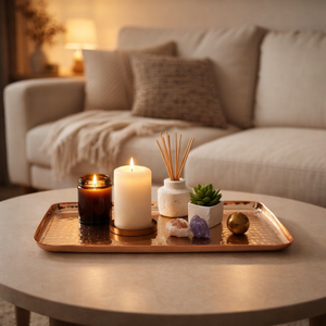 Nouveauté : Plateau de service en cuivre martelé |   Plateau élégant pour l'accueil à domicile et les cadeaux, décoration de table à manger au meilleur prix abordable - Product Image 2