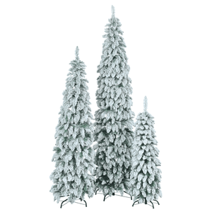 Pre-Lit 8FT <b>6FT</b> 4FT Slim Artificial Christmas <b>Trees</b> 3 Set Self-Pickup Option with Snow Flocking for Christmas Decorations - Product Image 3
