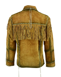 Wholesale Men Genuine Brown <b>Suede</b> Leather Western Cowboy Fringe <b>Jacket</b> Vintage Biker <b>Jacket</b> - Product Image 4