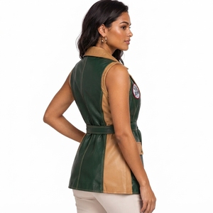 Chaleco de Cuero para Mujer, Acabado Liso, Ajuste Cómodo, Estilo Urbano Moderno, OEM Personalizado, Chaqueta sin Mangas de PU - Product Image 3