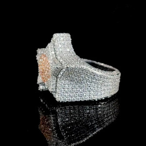 Anillo Unisex de Plata de Ley 925 con Baño de Rodio, Estilo Hip Hop, con Piedras de Moissanita, Totalmente Cubierto de Piedras, Regalo de Compromiso y Aniversario - Product Image 2