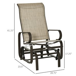 Sedia a dondolo singola da esterno color marrone chiaro, leggera in metallo con tessuto a rete, comoda, capacità 160 kg - Product Image 3