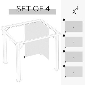 "Beige Universal 9.84FT X 9.84FT Gazebo Sidewall Set with 4 Panels 40 <b>Hooks</b>/C Rings for Pergolas Cabanas-Courtyard Application" - Product Image 6