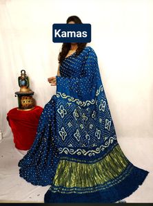 Modal Silk <b>Tissue</b> Border Bandhej Dani Saree With Matching Blouse Traditional Festival <b>Wedding</b> Party Wear Collection - Product Image 5