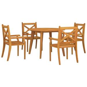 Juego de Comedor de Jardín de Madera de Acacia Sólida con Acabado Aceitado, Colección de Madera Natural - Product Image 3