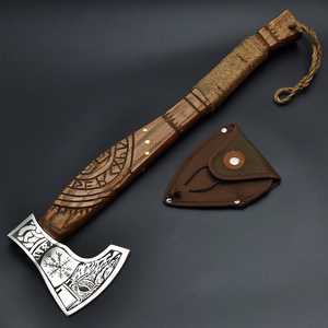 Engraved Tomahawks Premium Handmade Industrial Grade Hand Forged Steel Head Wood Handle Bushcraft OEM ODM Wholesale 6 Months - Product Image 5