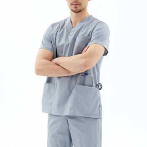 High Quality Men's Woven 100% Cotton Gray <b>Scrub</b> <b>Set</b> for Hospital Use with Elasticity - Product Image 6
