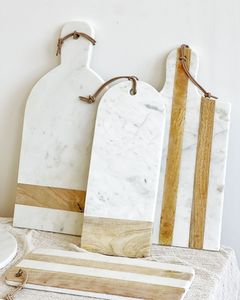 Stylish <b>tabletop</b> accessories luxury food serving tray wooden and marble serve ware chic dining decor marble cheese plate - Product Image 6