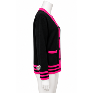 Women <b>Black</b> Red V-Neck <b>Cardigan</b> Full Sleeves Knitted Sweater Pockets Preppy Autumn Winter Wear Casual Trendy Outdoor 100% Cotton - Product Image 6