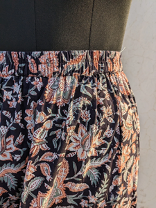 Hand Block Print Floral Cotton Maxi <b>Skirt</b> Women's Casual <b>Elastic</b> <b>Waist</b> Summer Dress Breathable Ethnic Wear - Product Image 2