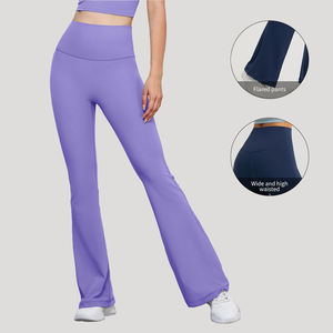 Solid Cross Back Wholesale Gym Slimming Sportswear Custom Fitness <b>Flare</b> Sports Breathable High Waisted Yoga <b>Leggings</b> - Product Image 2