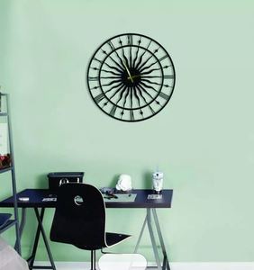 Modern Nordic Metal Sunburst Wall <b>Clock</b> Vintage Roman Numeral Silent <b>Large</b> Decorative Wall <b>Clocks</b> for Living Room Home Decor - Product Image 2