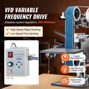 Levigatrice a Nastro a Velocità Variabile 550W, Lucidatrice 30 X 1 Pollice VFD con 2 Stampi per Levigatura - Product Image 2