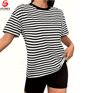 เสื้อยืดคุณภาพสูงสำหรับผู้หญิง ผ้าฝ้าย 100% ขนาดมาตรฐาน ดีไซน์มีซับใน สีดำและสีขาว รับสกรีนโลโก้ - Product Image 2