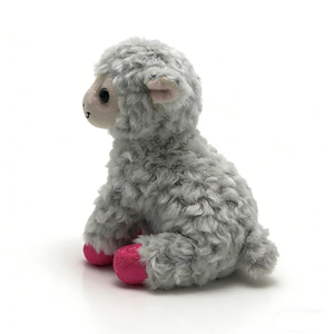 Customized grey sheep plush, curly wool lamb stuffed animal, farm animal plush toy, <b>pink</b> glitter hoof sheep - Product Image 5