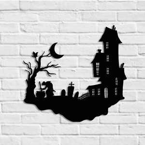 CIFbuy Arte de Pared de Hierro con Calavera Gótica, Decoración Vintage de Halloween, Decoración Geométrica para Interiores y Exteriores del Hogar, Material Metálico - Product Image 1