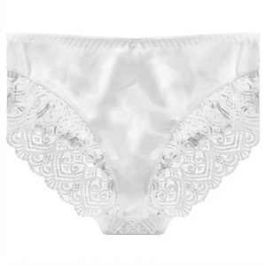 Braguitas de cintura media para mujer, de color liso, con ribete de encaje, sexys, sin costuras, de punto, de algodón y elastano, transpirables - Product Image 6