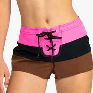 Shorts de Cintura Alta de Moda, Imprescindibles para las Vacaciones, Material Suave y Elástico, Atuendo Cómodo para la Piscina, Shorts de Playa para Mujer - Product Image 1