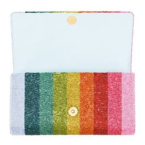 Accessoire de mode décontracté de luxe indien traditionnel fait main, poignée baguette en perles de verre colorées rayées et cristal - Product Image 1