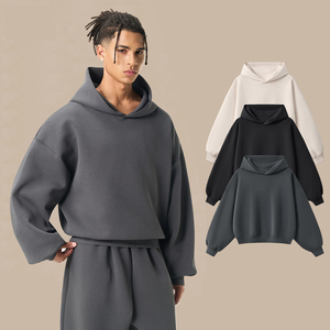 Sweats à capuche surdimensionnés pour hommes en 100 % coton, épais et chauds pour l'hiver, tenues décontractées et streetwear pour l'extérieur - Product Image 1